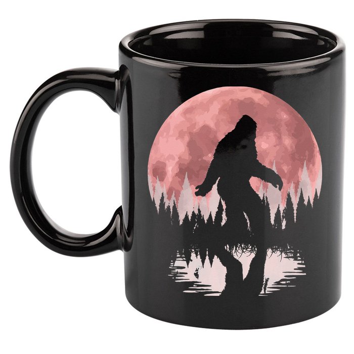 Bigfoot Moon Graphic Night Forest! Cool Sasquatch 11oz C Handle Ceramic Mug