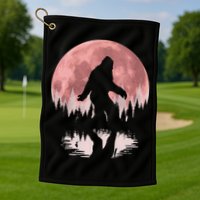 Bigfoot Moon Graphic Night Forest! Cool Sasquatch Golf Towel