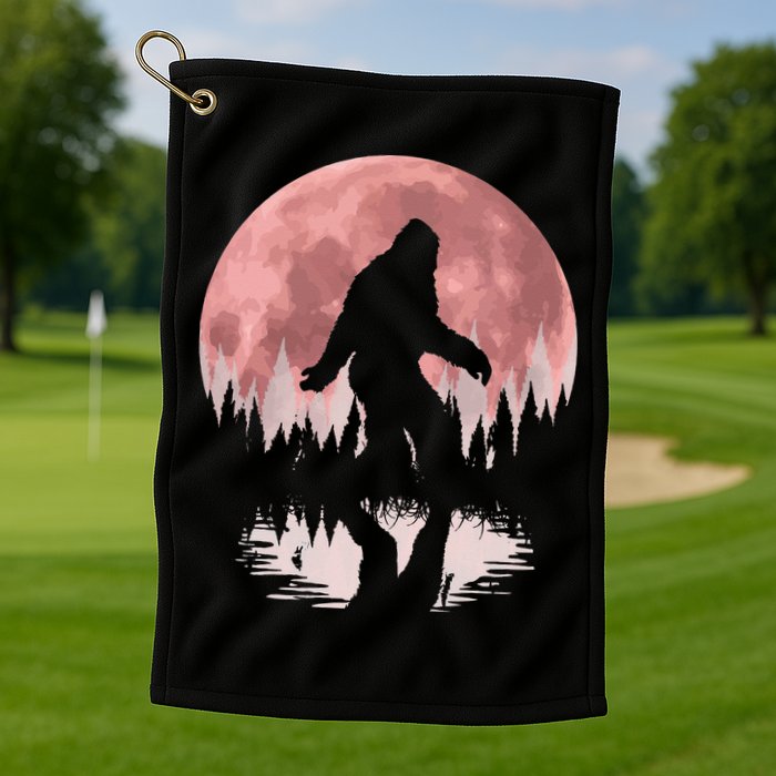 Bigfoot Moon Graphic Night Forest! Cool Sasquatch Golf Towel