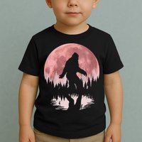 Bigfoot Moon Graphic Night Forest! Cool Sasquatch Toddler T-Shirt