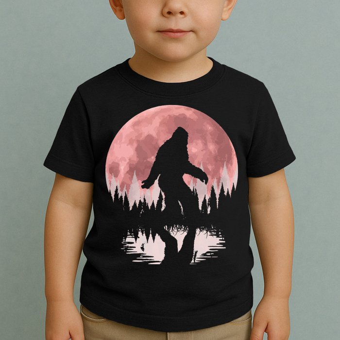 Bigfoot Moon Graphic Night Forest! Cool Sasquatch Toddler T-Shirt
