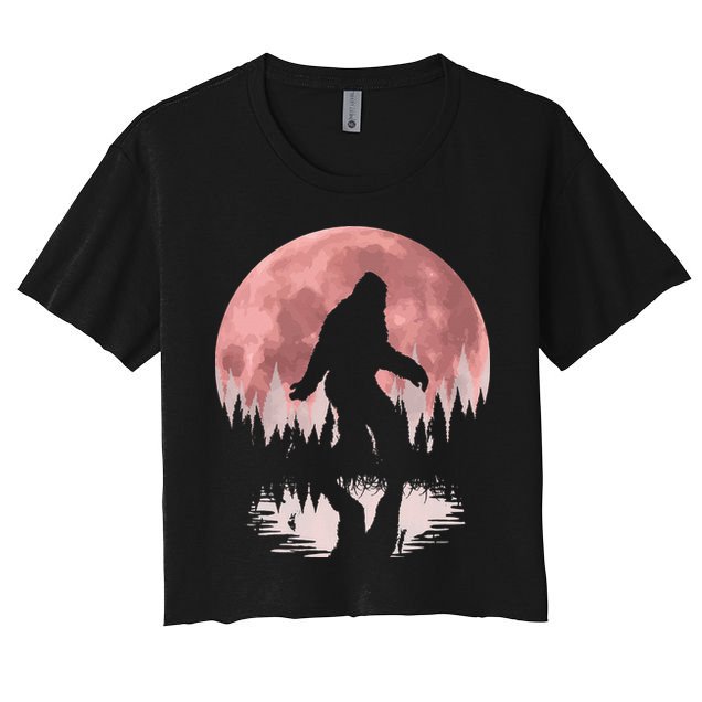 Bigfoot Moon Graphic Night Forest! Cool Sasquatch Crop Top