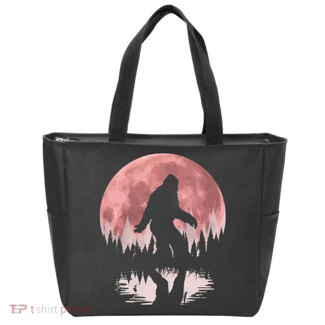 Bigfoot Moon Graphic Night Forest! Cool Sasquatch Zip Tote Bag