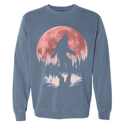 Bigfoot Moon Graphic Night Forest! Cool Sasquatch Garment-Dyed Sweatshirt