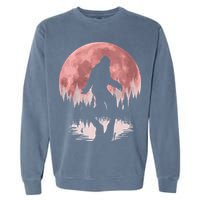 Bigfoot Moon Graphic Night Forest! Cool Sasquatch Garment-Dyed Sweatshirt