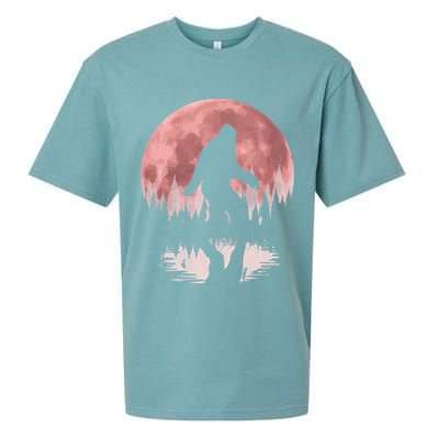 Bigfoot Moon Graphic Night Forest! Cool Sasquatch Sueded Cloud Jersey T-Shirt