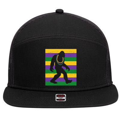 Bigfoot Mardi Gras Festive 7 Panel Mesh Trucker Snapback Hat