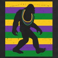 Bigfoot Mardi Gras Festive 7 Panel Mesh Trucker Snapback Hat