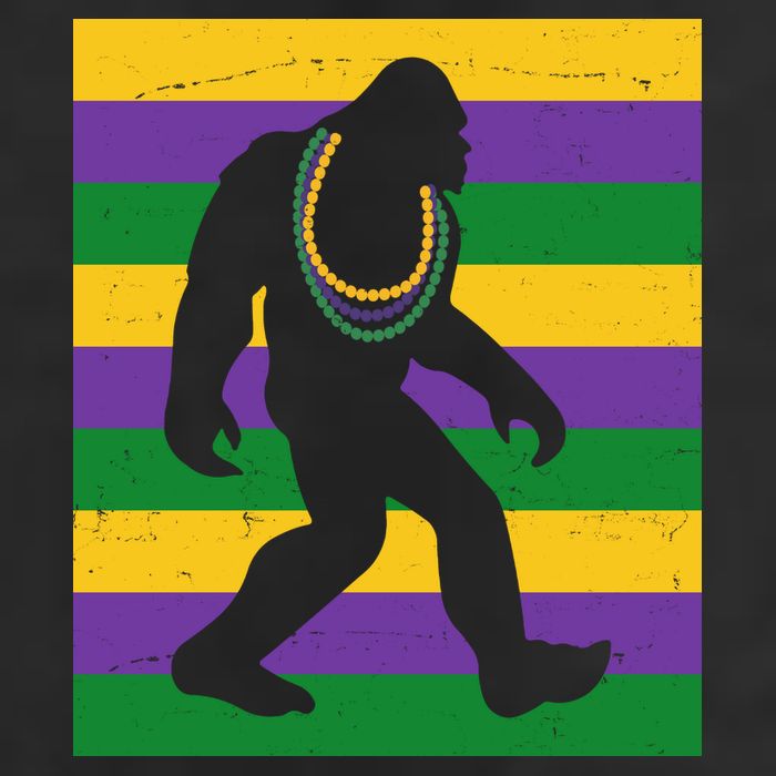 Bigfoot Mardi Gras Festive 7 Panel Mesh Trucker Snapback Hat