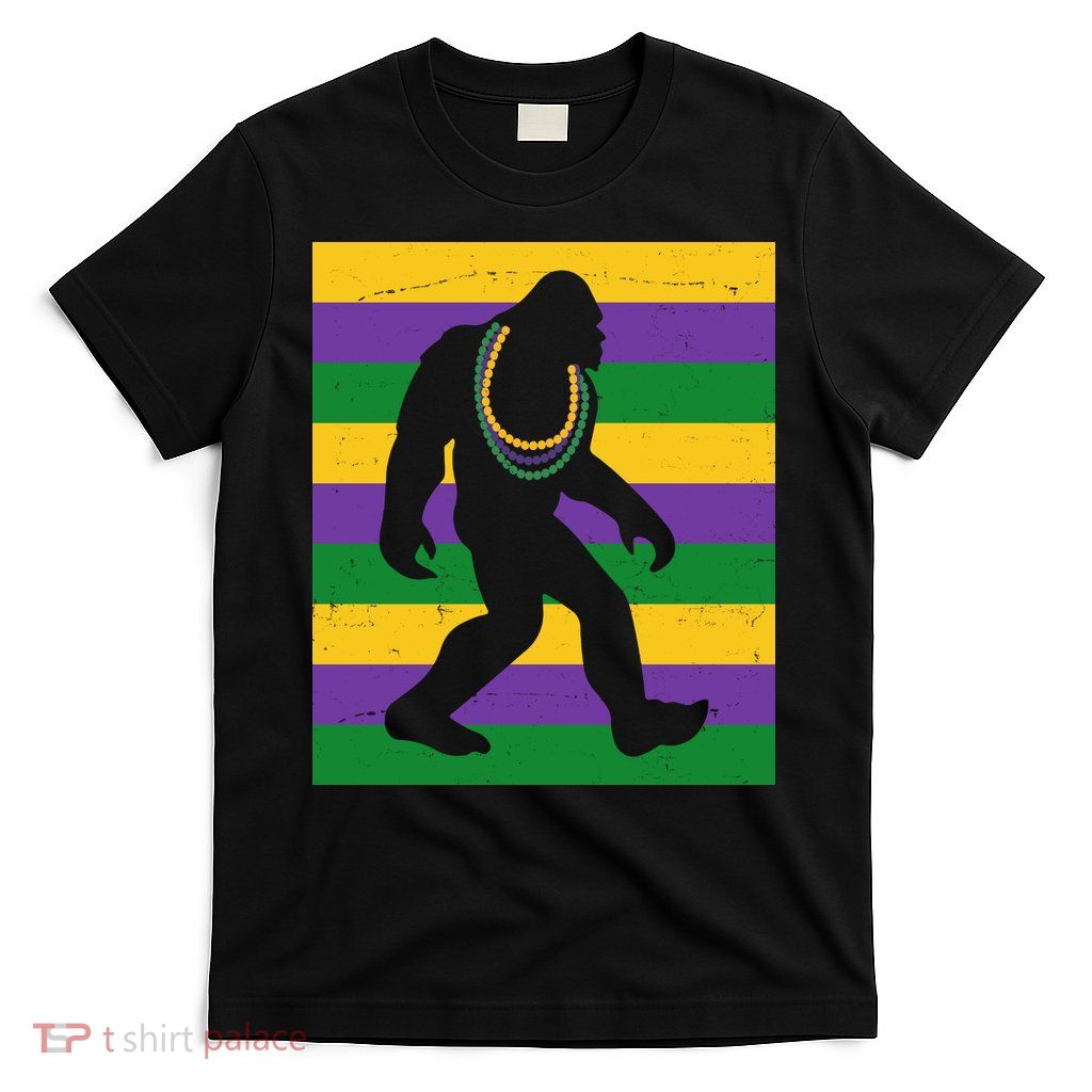 Bigfoot Mardi Gras Festive T-Shirt