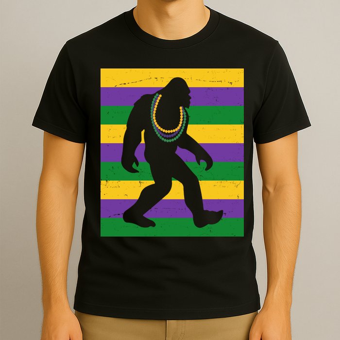 Bigfoot Mardi Gras Festive T-Shirt