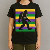 Bigfoot Mardi Gras Festive T-Shirt