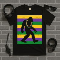 Bigfoot Mardi Gras Festive T-Shirt
