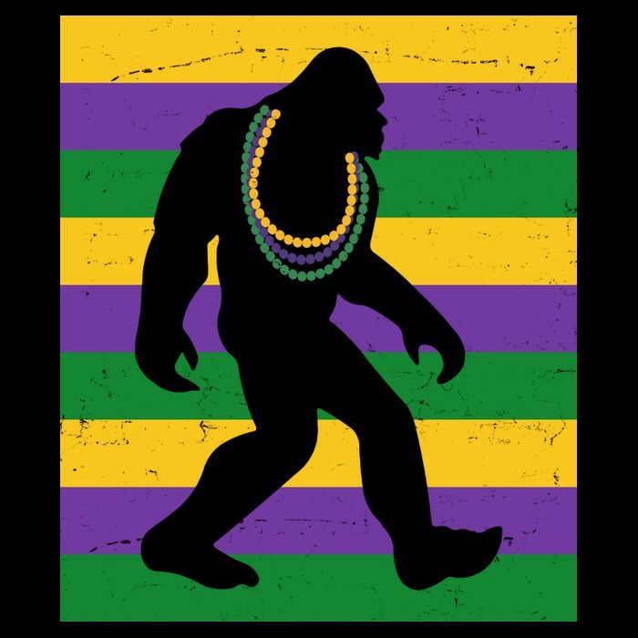 Bigfoot Mardi Gras Festive T-Shirt