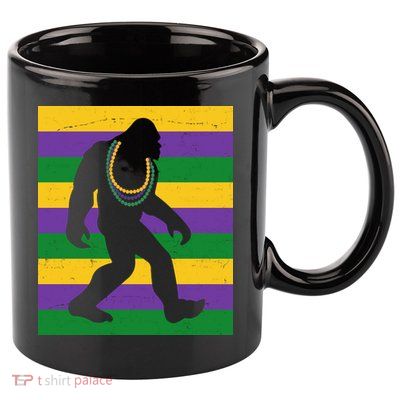 Bigfoot Mardi Gras Festive 11oz C Handle Ceramic Mug