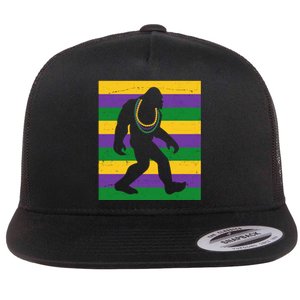 Bigfoot Mardi Gras Festive Flat Bill Trucker Hat