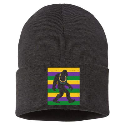 Bigfoot Mardi Gras Festive Sustainable Knit Beanie