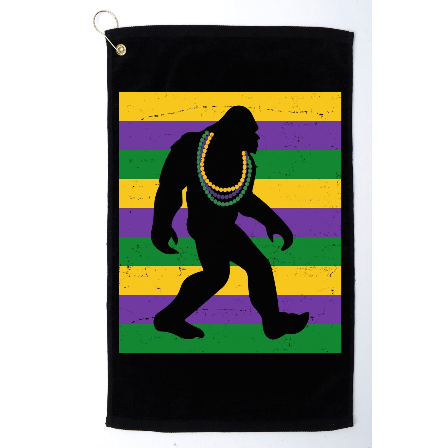 Bigfoot Mardi Gras Festive Golf Towel