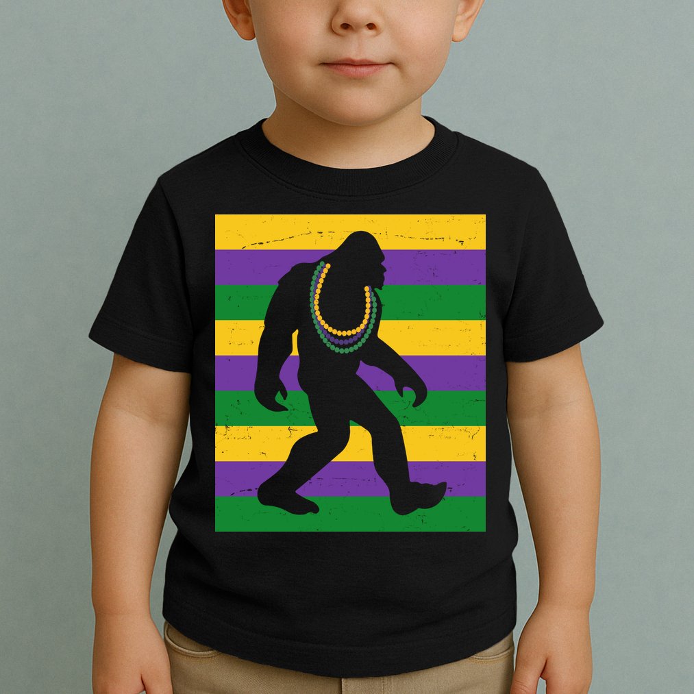 Bigfoot Mardi Gras Festive Toddler T-Shirt