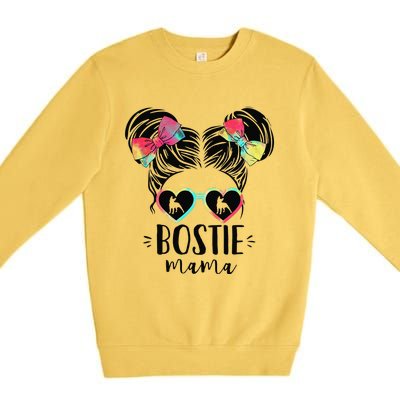 Bostie Mama Gifts Double Bun Hair Boston Terrier Gifts Mom Premium Crewneck Sweatshirt