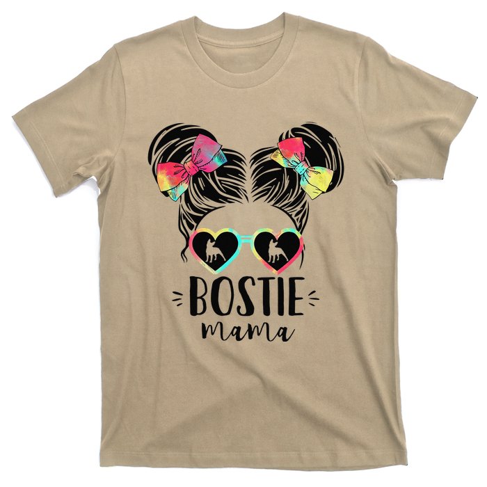 Bostie Mama Gifts Double Bun Hair Boston Terrier Gifts Mom T-Shirt