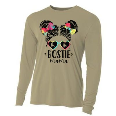 Bostie Mama Gifts Double Bun Hair Boston Terrier Gifts Mom Cooling Performance Long Sleeve Crew