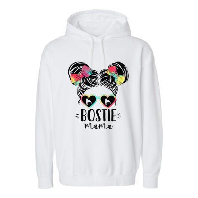 Bostie Mama Gifts Double Bun Hair Boston Terrier Gifts Mom Garment-Dyed Fleece Hoodie