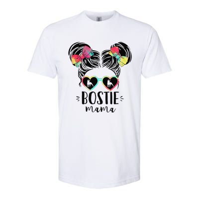 Bostie Mama Gifts Double Bun Hair Boston Terrier Gifts Mom Softstyle CVC T-Shirt