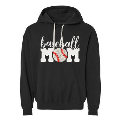Baseball Mom Gift - Cheering Mother of Boy Outfit Garment-Dyed Fleece Hoodie
