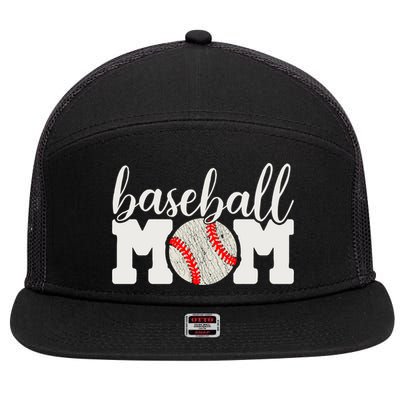 Baseball Mom Gift - Cheering Mother of Boy Outfit 7 Panel Mesh Trucker Snapback Hat