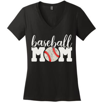 Baseball Mom Gift - Cheering Mother of Boy Outfit Women's V-Neck T-Shirt