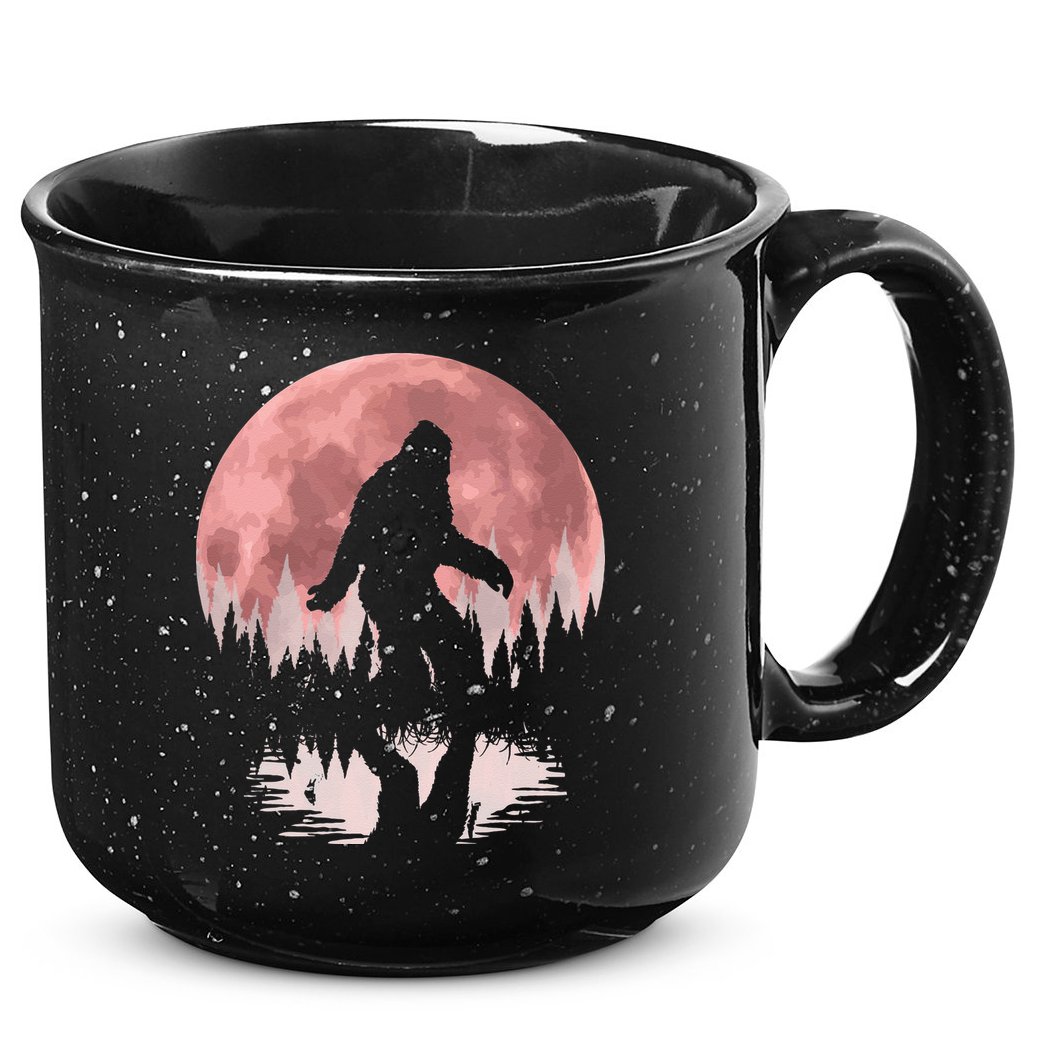 Bigfoot Moon Graphic Night Forest! Cool Sasquatch Men Women 15oz Campfire Ceramic Mug
