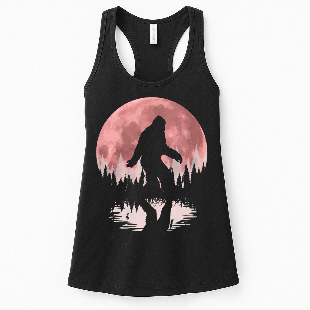 Bigfoot Moon Graphic Night Forest! Cool Sasquatch Men Women Womens Tank Top