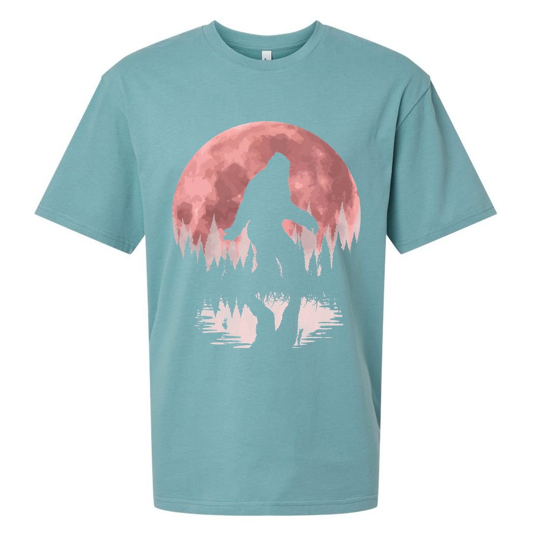 Bigfoot Moon Graphic Night Forest! Cool Sasquatch Men Women Sueded Cloud Jersey T-Shirt