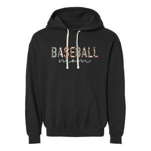 Baseball Mom Gifts Leopard Print Baseball Mama Mother's Day Garment-Dyed Fleece Hoodie