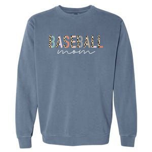 Baseball Mom Gifts Leopard Print Baseball Mama Mother's Day Garment-Dyed Sweatshirt