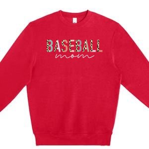 Baseball Mom Gifts Leopard Print Baseball Mama Mother's Day Premium Crewneck Sweatshirt