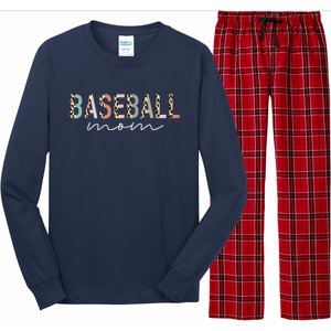 Baseball Mom Gifts Leopard Print Baseball Mama Mother's Day Long Sleeve Pajama Set