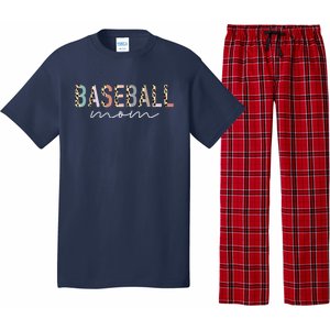 Baseball Mom Gifts Leopard Print Baseball Mama Mother's Day Pajama Set