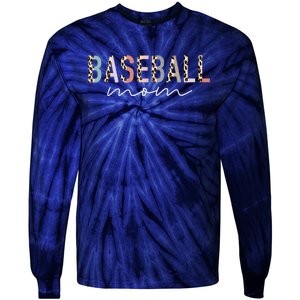 Baseball Mom Gifts Leopard Print Baseball Mama Mother's Day Tie-Dye Long Sleeve Shirt