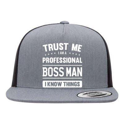 Boss Man Gift Idea Professional Boss Man Flat Bill Trucker Hat