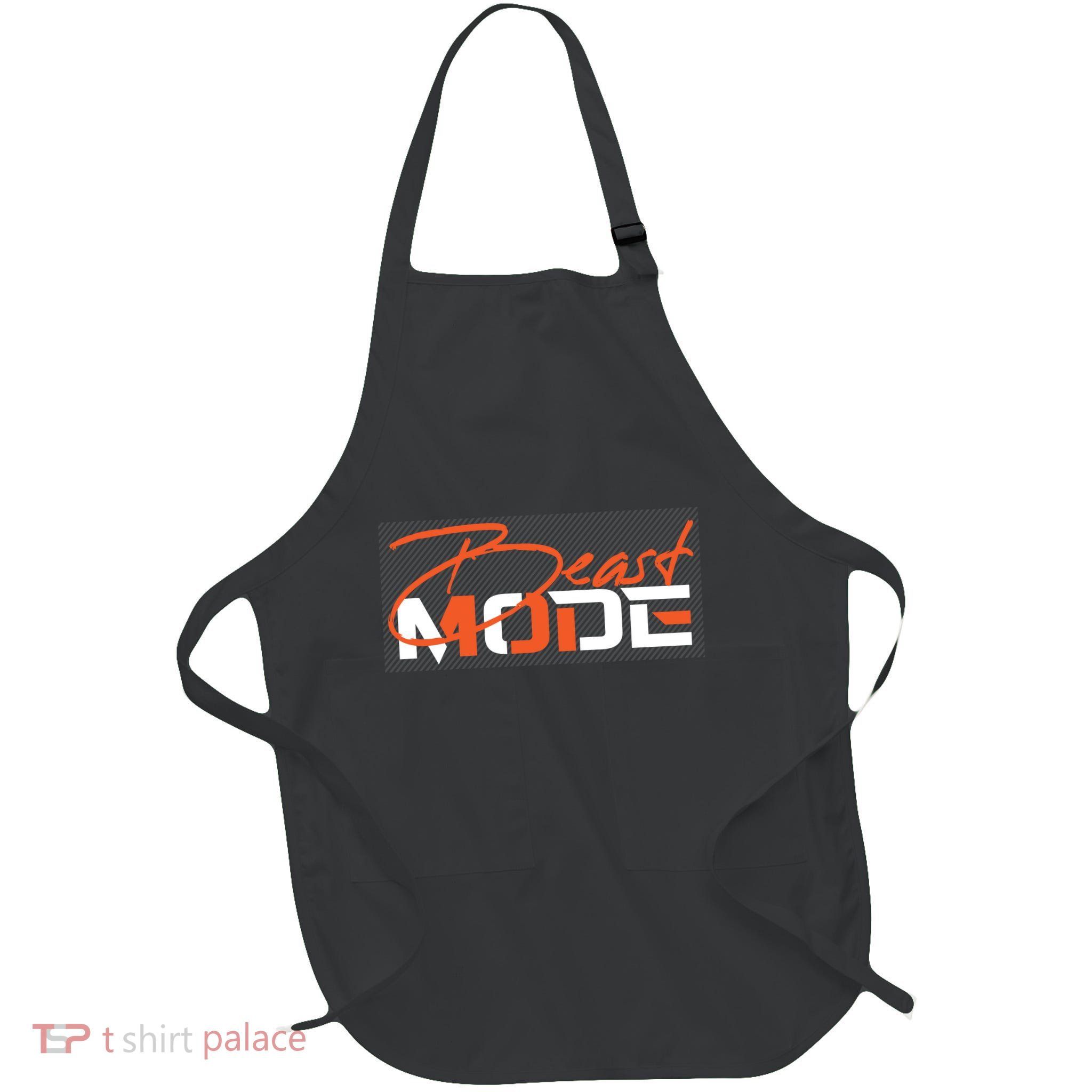 Beast Mode Gym Motivation Graphic Full-Length Apron With Pockets