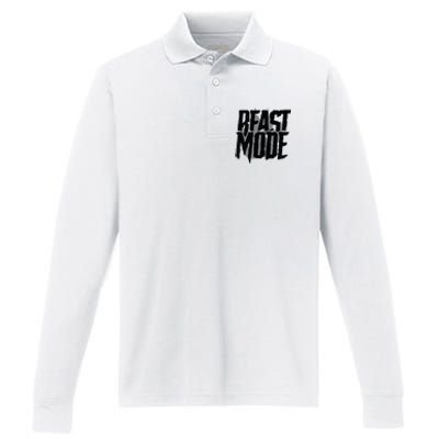 Beast Mode Gym Motivation Performance Long Sleeve Polo