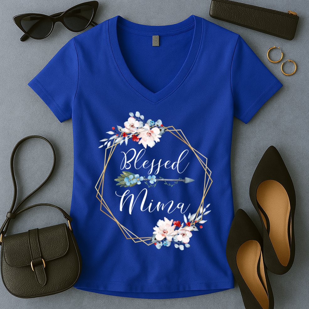 Blessed Mima Grandma Gift Cute Gift Women's V-Neck T-Shirt