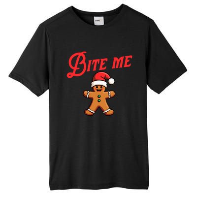 Bite Me Gingerbread Cookie Funny Sarcastic Christmas Holiday Tall Fusion ChromaSoft Performance T-Shirt