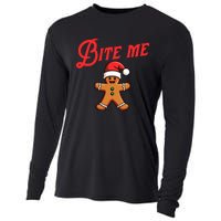 Bite Me Gingerbread Cookie Funny Sarcastic Christmas Holiday Cooling Performance Long Sleeve Crew