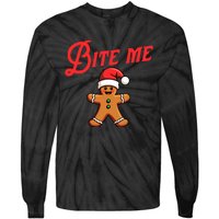 Bite Me Gingerbread Cookie Funny Sarcastic Christmas Holiday Tie-Dye Long Sleeve Shirt