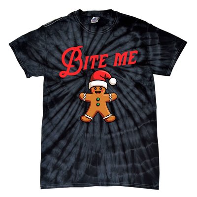 Bite Me Gingerbread Cookie Funny Sarcastic Christmas Holiday Tie-Dye T-Shirt