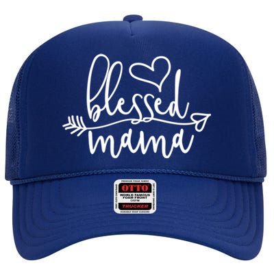 Blessed Mama Gift Idea For Mom Dad Boss Gift High Crown Mesh Back Trucker Hat