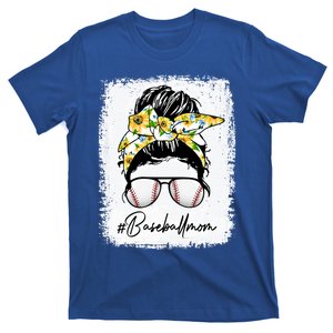 Baseball Mom Gift Sunflower Messy Bun Baseball Mom Gift T-Shirt